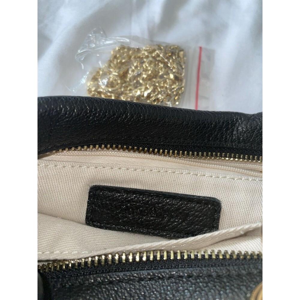 Doris & Jacky Small Top Gold Handle Clutch Purse Pebbled Leather Black - Picture 8 of 9